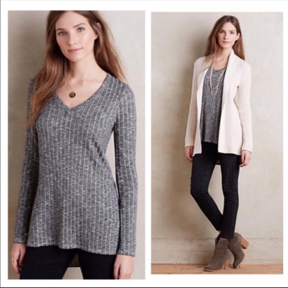 Anthropologie Tops - $SOLD$ ANTHROPOLOGIE DELETTA Ribbed V-Neck Tunic